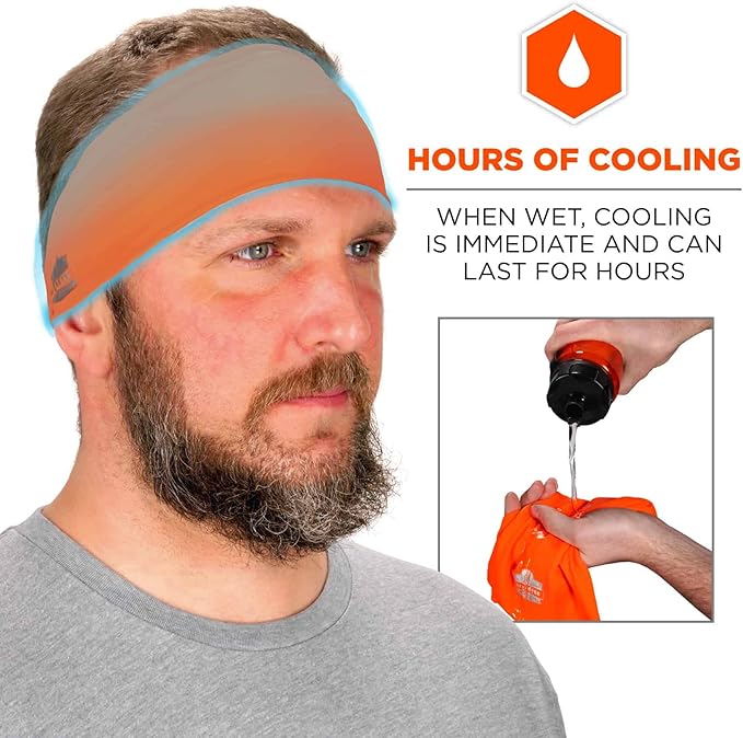 Ergodyne Chill-Its 6634 Cooling Headband, Sports Headbands for Men and Women, Moisture Wicking