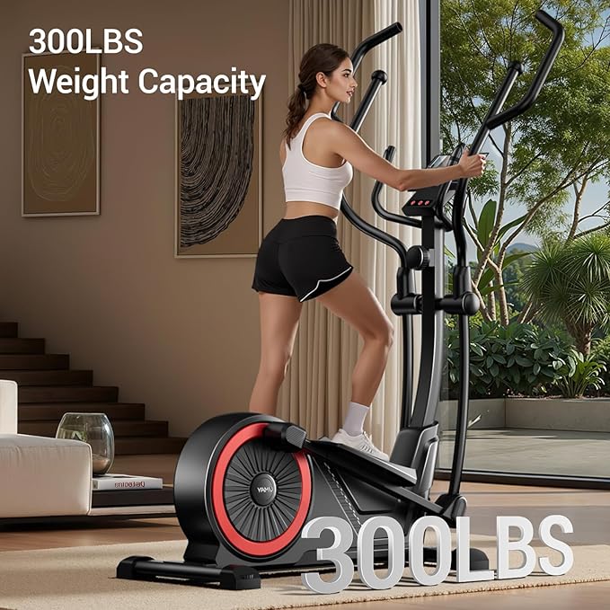 UMAY Elliptical Machine for Home, Elliptical Exercise Machine with 8 Levels Resistance & Pulse Rate Grips, Silent Magnetic Elliptical Trainer with 15.5" Stride and LCD Monitor