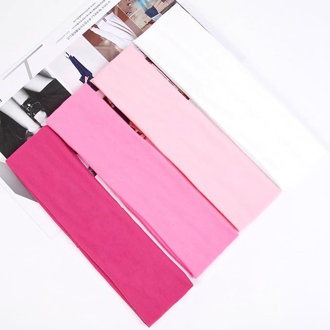 Pink Headbands for Women 16 Pack Elastic Hair Bands for Women' Hair Non Slip Soft Cloth Fabric Trendy Head Bands, White & Pink
