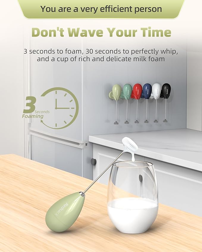 Milk Frother Handheld with Case,USB C Rechargeable Frother Wand for Coffee, Portable Electric Whisk with Stand,Waterproof Hand Drink Mixer Travel for Lattes, Cappuccino, Matcha, Egg (Olive Green)