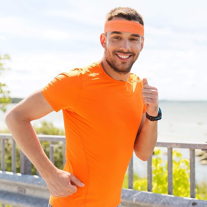 8 Pieces Sweatbands Non Slip Headbands Stretchy Running Sports Sweatbands Workout Headband Grip Silicone Yoga Hair Band Elastic Exercise Hair Wrap for Women Men