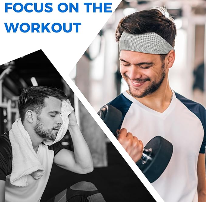Sukeen Cooling Headband for Men Women, Instant Cooling Running Headband, Sweat Headbands for Workout, Sports Headbands for Yoga, Golf, Gym, Camping, Tennis, 20 inches