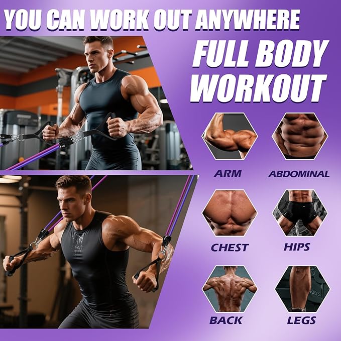 WHATAFIT Resistance Bands, Exercise Bands,Resistance Bands for Working Out, Work Out Bands with Handles for Men and Women Fitness, Strength Training Home Gym Equipment