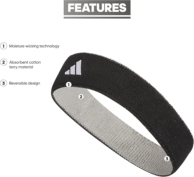 Adidas Unisex-Adult Interval Reversible Elastic Sweat Headband for Men and Women