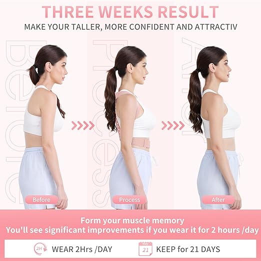 FORTEMOTUS Posture Corrector for Women - Back Straightener with Armpit Pads, Adjustable Posture Corrector, Upper & Lower Back Pain Relief, Targets Scoliosis, Hunchback, Hump, Thoracic, Spine,L Size,Pink