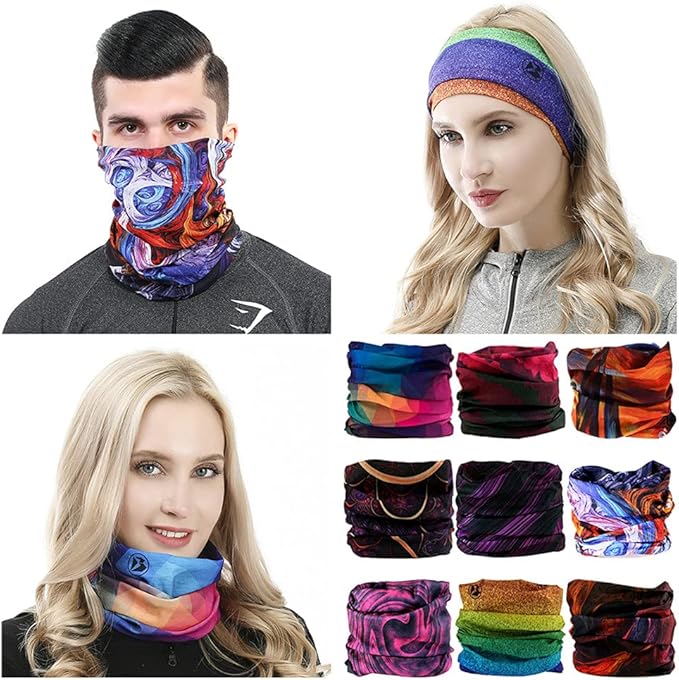 Headband Neck Gaiter Head Wrap Headwear Face Mask Magic Scarf Bandana for Men and Women