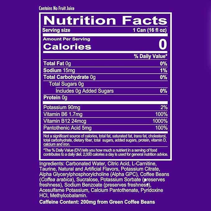 REDCON1 Energy High Performance Drink, Sour Gummy Blast - Zero Sugar Energy Drink with Alpha GPC Nootropic - 200mg Natural Caffeine from Green Coffee Beans - Vitamin B6, B12 & B5 to Boost Mood (12 ct)
