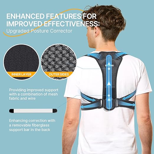 Fit Geno Posture Corrector for Petite Women, Men, and Teens: Adjustable Upper Back Brace - Improve Posture Correct Hunchback Slouching Invisible Under Clothes (Small)