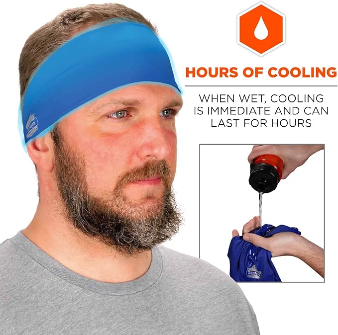 Ergodyne Chill-Its 6634 Cooling Headband, Sports Headbands for Men and Women, Moisture Wicking