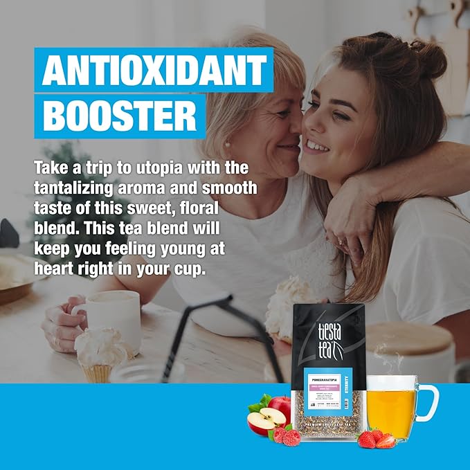 Tiesta Tea Pomegranatopia – Premium Loose Leaf Mixed-Berry Pomegranate White Tea | Low-Caffeine Blend | Hot & Iced | 8oz Resealable Pouch | Brews Up to 200 Cups