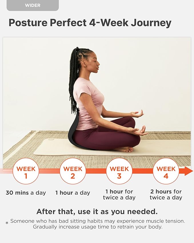 Curble Wider(Standard Wide) – Ergonomic Lower Back Support, Lumbar Support Back Posture Corrector for Low Back Pain Relief, Perfect for Home Office Desk Chair, and Floor Seat, Patented (Black)