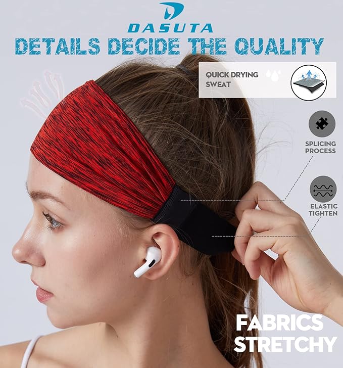 Workout Headbands for Women Sports Sweatbands Yoga Hairbands for Fitness Elastic Athletic Non Slip Wicking Headscarf for Men Womens and Girls 10 PCS (Style 2-10 Color)