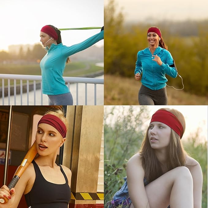 DRESHOW Yoga Sports Headbands for Women Elastic Non-Slip Headbands Workout Running Hair Bands 6 Pack