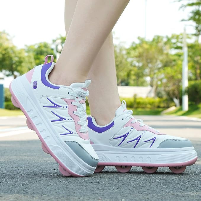 Roller Skate Shoes & Sneakers with Wheels, Outdoor Roller Skates for Girls Boys, Shoes with Wheels for Christmas Birthday Gift