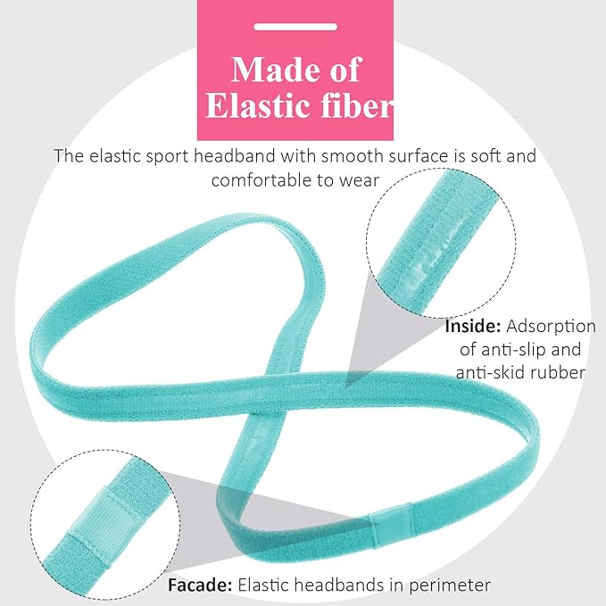 Sumind 4 Pieces Thick Non-Slip Elastic Sport Men Thin Headbands Football Hair Headbands for Women