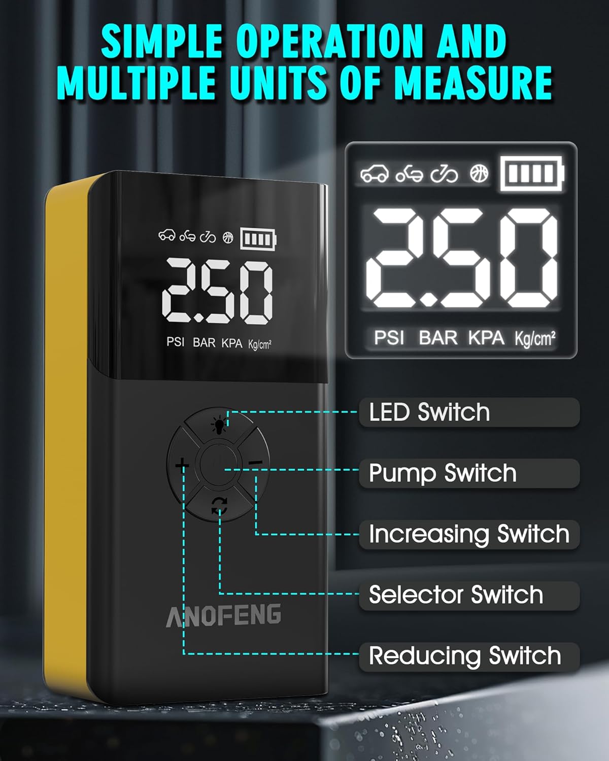 Portable Car Jump Starter with Air Compressor,4000A 150PSI 12V Car Battery Jump Starter,Jump Box Battery(10L Gas/8L Diesel),with Jumper Cables,3 Modes Flashlight,23000mah Power Pack,LCD Display