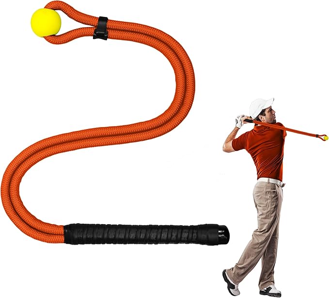 Golf Rope Swing Trainer, Golf Swing Training Aid to Improve Speed, Accuracy, Rhythm, Flexibility and Strength, Portable Golf Training Tool for Indoor/Outdoor Practice