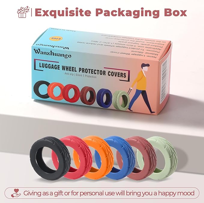 8 Pcs Upgrade Luggage Wheel Covers, Carry On Luggage Suitcases,Wear-Resistant, Anti-Noise, Silicone Wheel Protective Covers for 2-2.4" Spinner Wheel,Essential Travel Accessories (Brown)