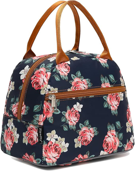 FlowFly Insulated Lunch Cooler Bag - Tote Bag Organizer for Women/Men, Rose
