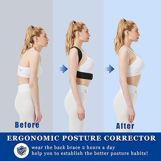 Posture Corrector for Women and Men, Adjustable Upper Back Brace, Breathable Back Support Belt for Hunchback, Relieve Shoulder Neck Upper Back Pain