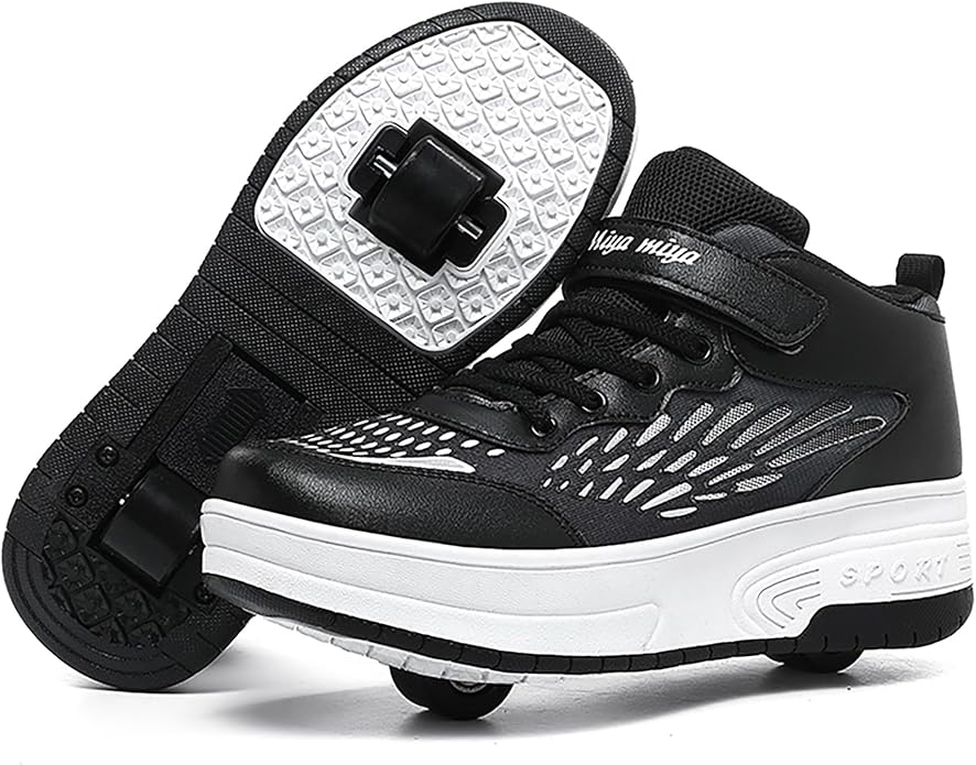 Wooowyet Roller Skate Shoes for Kids Boys Girls Rechargealbe Wheels Sneakers Fashion Roller Wheeled