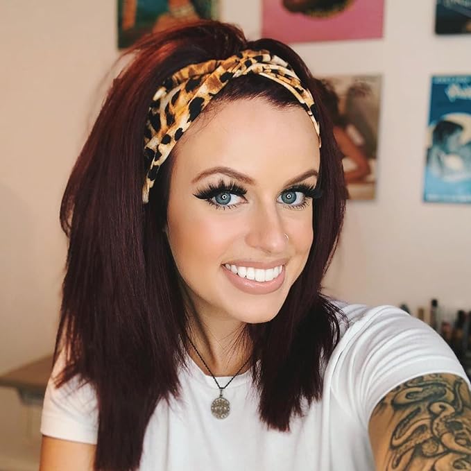 DRESHOW 8 Pack Headbands for Women Girls Vintage Leopard Headband Knotted Headwraps Criss Cross Hair Bands Accessories