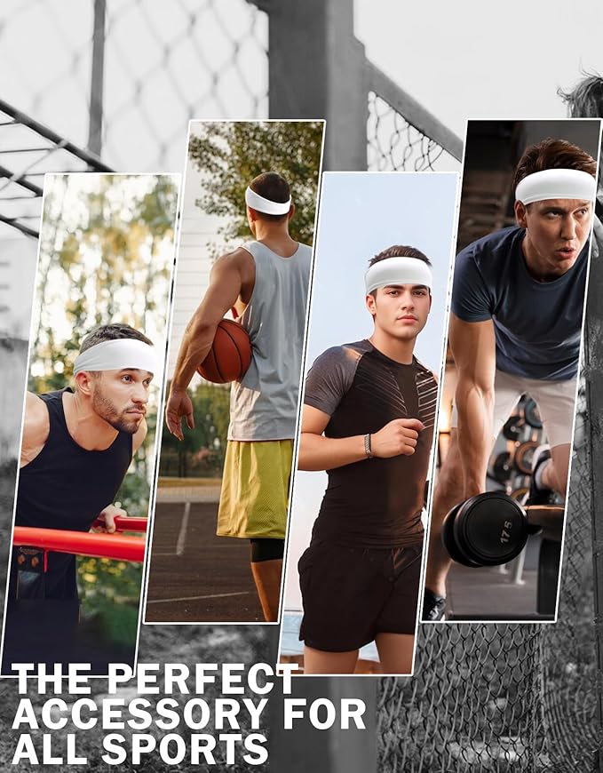 Headbands for Men & Women, Sweat Headband Non-Slip Sweatband Sports Running Cycling Yoga Basketball Workout Football Training