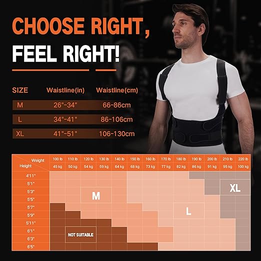 Posture Corrector for Men & Women – Adjustable Full Back Brace for Upper & Lower Back Support, Spine Alignment & Pain Relief - Extra Large