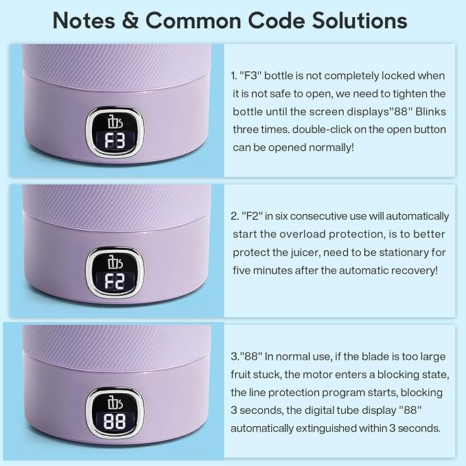 Portable Blender, MIAOKE 6 Blades Juicer Cup for Juice Shakes and Smoothies 350ml Mini Blender with Led Display Usb Rechargeable,3000Mah Rechargeable Battery, for Home Sports Outdoors Travel-Purple