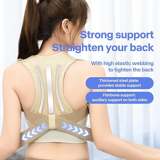 Posture Corrector for Breathable Back Brace Support: Adjustable Shoulder Straightener, Upper Spine Support - Neck, Shoulder, Clavicle and Back Pain Relief (Large)