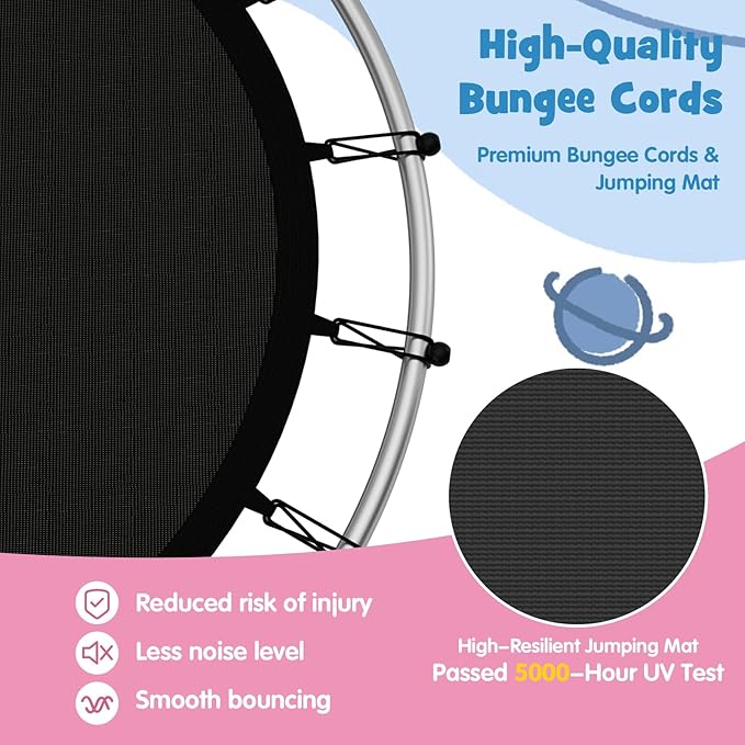 GYMAX Toddler Trampoline, 55” Trampoline for Kids with Bottom-to-Top All-Round Enclosure Net & Seamless Jumping Mat, ASTM Approved Easy Assembly Kids Mini Trampolines Indoor/Outdoor