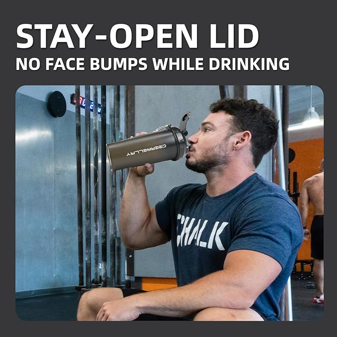 3 Pack Protein Shaker Bottle, 24 oz Protein Shaker Cup with Wire Shaker Ball for Pre Workout, Shake Bottle with Carrying Handle, BPA-Free & Dishwasher Safe (Black, White, Blue)