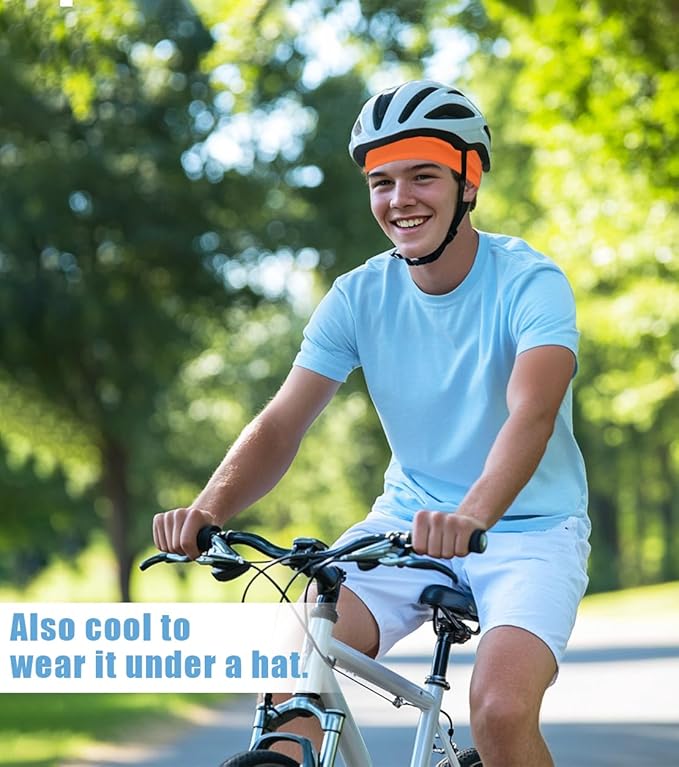 Sport Sweatbands for Men and Womem, 4 Pack, Double-Layer Workout Headbands, Sweat Wicking Hairbands for Fitness Running Football