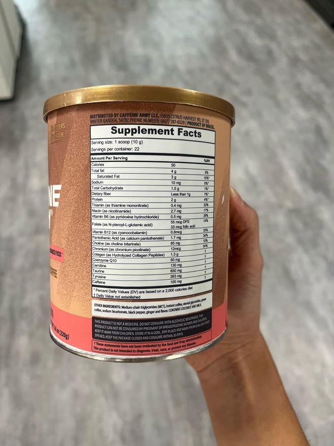 CAFFEINE ARMY Cappuccino| Comprehensive Functional Coffee with MCTs, CoQ10, Collagen and Adaptogens: Clean Energy + Supports Daily Attention, No Jitters or Crash (7.8 oz 22 Servings)