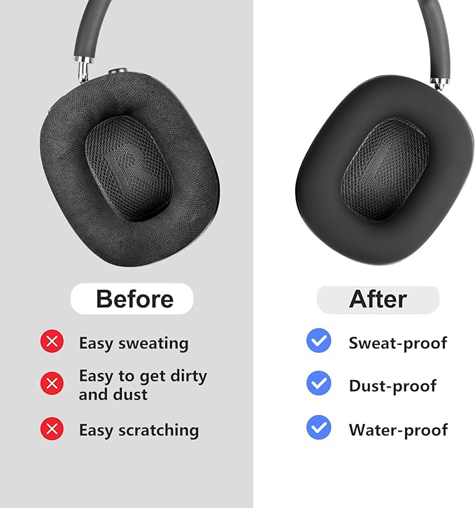 for AirPods Max Case Earpads Case Cover,EarCups Cover Protector,Soft Silicon Ear pad Cover for Airpods Max Accessories,Anti-Scratch No-Yellow Sweatproof Washable AirPod Max Case Cover-Black