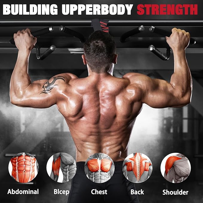 Pull Up Assistance Bands,Up to 300 lbs Assistance,Adjustable Heavy Duty 4 Resistance Bands for Pull up, with Feet/Knee Rest, Handle and Door Anchor for Home Gym Fitness Exercise Strength Training