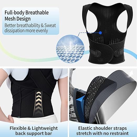 Posture Corrector for Women and Men, Adjustable Full Back Straightener, Back Brace for Upper and Lower Back Pain Relief, Scoliosis, Dowagers Hump, Hunchback, Thoracic, Spine Corrector (XX-Large, Waist: 40.9''-45.3'')