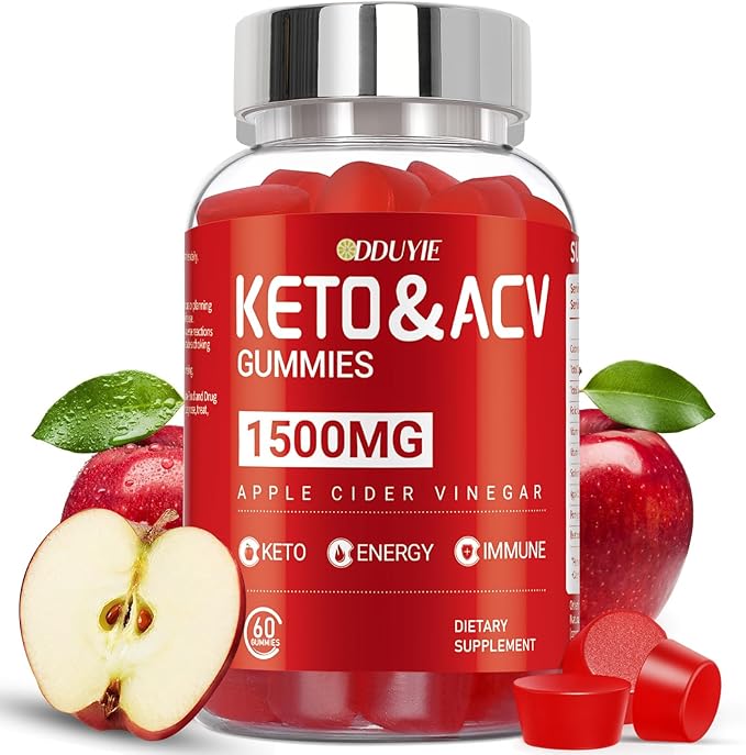 Brilhante Keto ACV Gummies - 1500mg Apple Cider Vinegar Gummies with Pomegranate Beetroot & Vitamin B12 B6 - for Men & Woman - GMO Free & Vegan - 60 Count