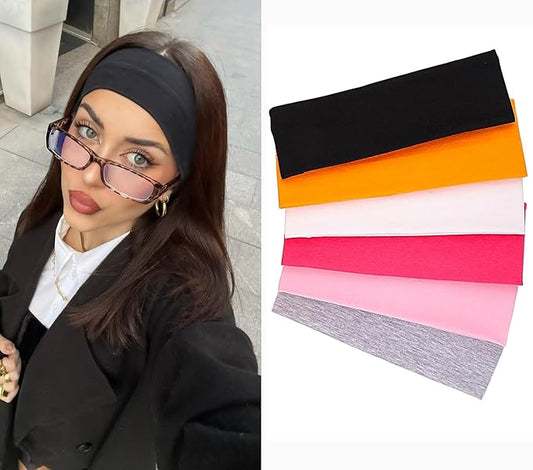 Leeven Women's Headbands for Head 6 Pack Elastic Floral Hairbands Soft Fabric Stripe Head Bands for Girls Heart Headbands