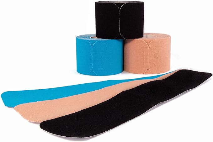 Kinesiology Tapes PRECUT Mix Set | 60 Pre-Cut Multicolored Sport Tape Strips 10 x 2 in - on 3 Rolls | Waterproof • Skin-Friendly • Elastic | Kinesiology Tapes Ideal for Sports