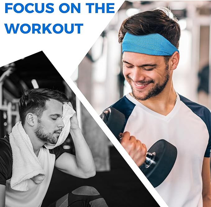 Sukeen Cooling Headband for Men Women, Instant Cooling Running Headband, Sweat Headbands for Workout, Sports Headbands for Yoga, Golf, Gym, Camping, Tennis, 20 inches