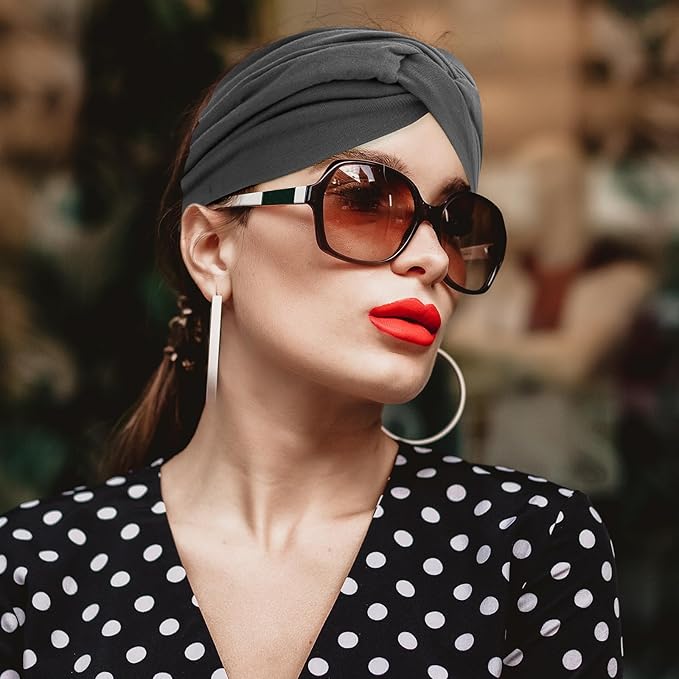 S&N Remille Wide Headbands for Women, Large Hairband, Elastic Non-Slip Headband Twist Knotted Accessories, Yoga Workout Vintage Hair 3 Pack (Colour-9)