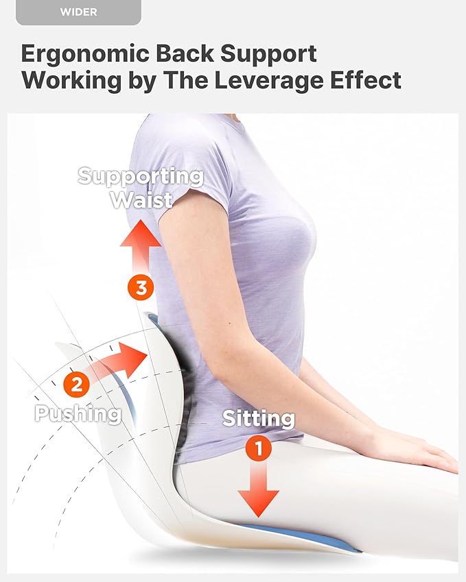 Curble Wider(Standard Wide) – Ergonomic Back Support Chair, Lumbar Support for Posture Correction, Back Pain Relief, Per for Office, Floor Seat & Work from Home, Patented (Blue)