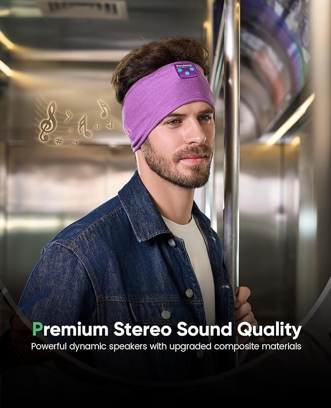 Perytong Sleep Headphones Bluetooth Headband, Headband Headphones Over On Ear Bluetooth 5.4 Sleeping Earbuds Earphones, Wireless Sleeping for Side Sleepers Men Women Boys Girls