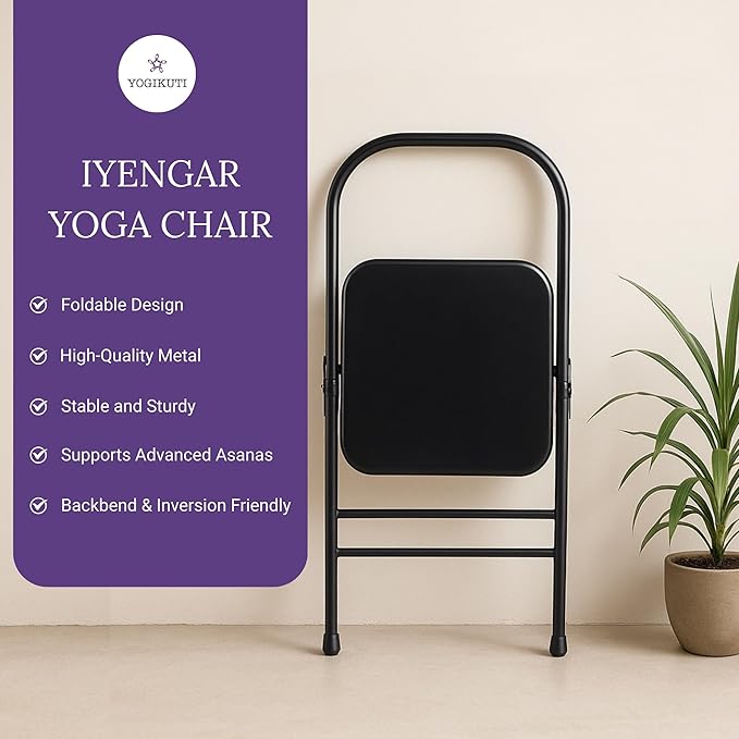 Yogikuti Yoga Chair(Standard) Backless/Folding Chair for Restorative & Iyengar Yoga Practie, Meditation/Fitness