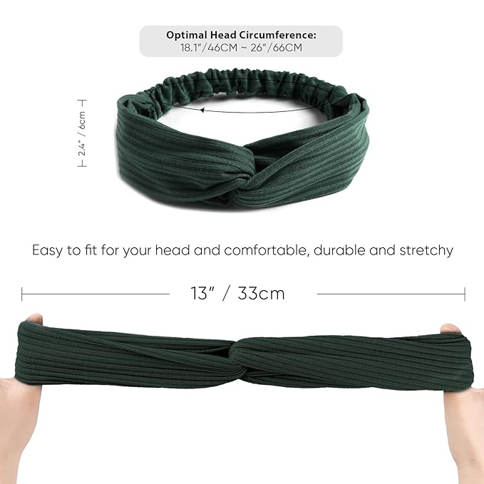 DRESHOW 8 Pack Headbands for Women Criss Cross Vintage Head Wrap Boho Headband Twisted Elastic Hair Accessories