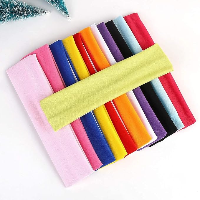 DERAYEE Women Yoga Hair Bands, 12 Colors Soft Elastic Headbands for Sport Workout Head wrap accessories