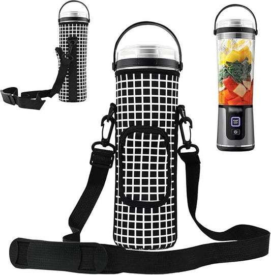Storage Bag for Ninja Portable Blender Dust Cover Sleeve with Adjustable Shoulder for Ninja BC151NV/BC51NV/BC151BK/BC151CR/BC151EM/ BC151PR/BC151WH/BC155PS Blast Portable Blender (Check)