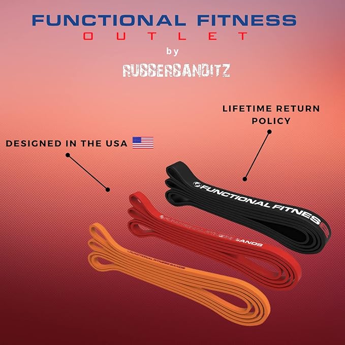 Pull Up Assist Bands Set by Functional Fitness. Heavy Duty Resistance and Assistance Training Band