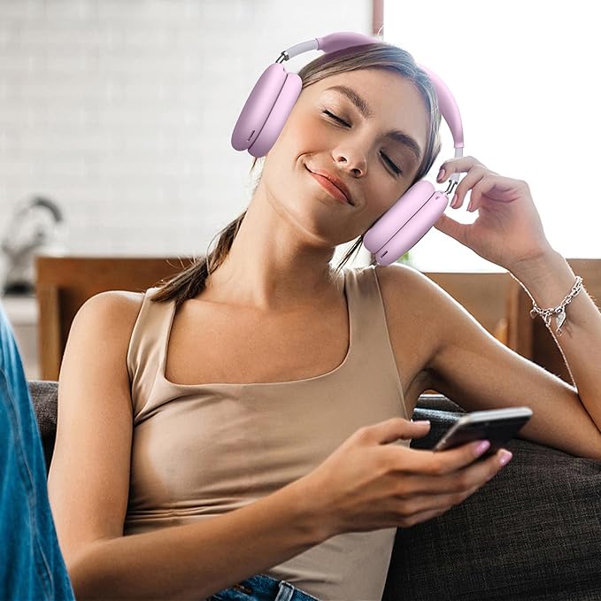 Silicone Case Cover for AirPods Max Headphones, Anti-Scratch Ear Pad/Ear Cups/Headband Cover for AirPods Max, Soft Sweat-Proof Silicone Protector Accessories for Apple AirPods Max (Violet)